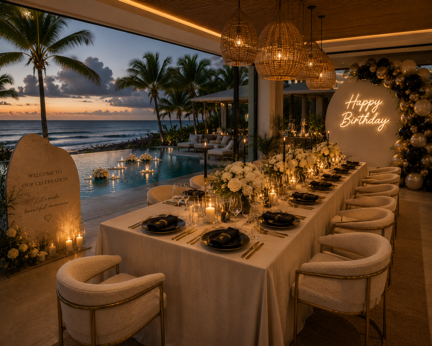 Luxury birthday celebration at a private destination villa